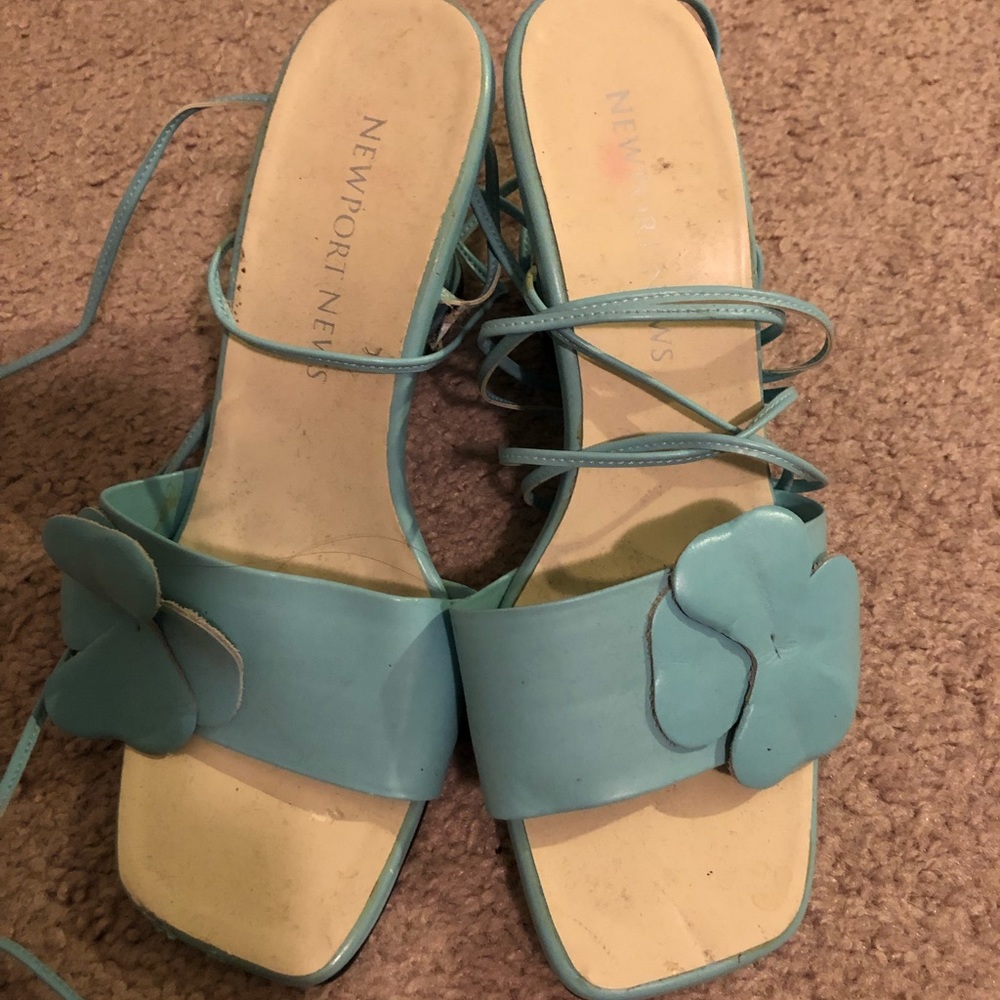 Baby Blue Lace Up Wedges